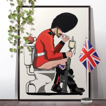 British Soldier on the Toilet Funny Bathroom Humour Art Print