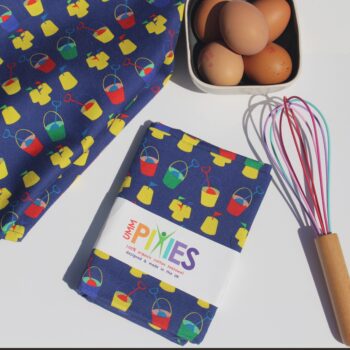 Buckets and Spades organic cotton tea towel