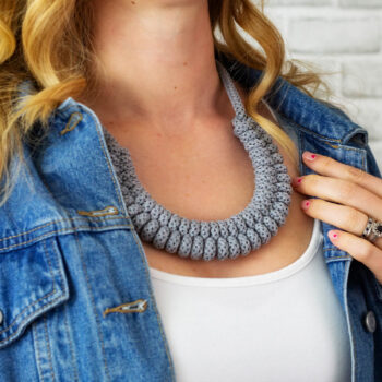 Smokey Grey statement necklace, Cotton rope necklace, sustainable gift for a girl