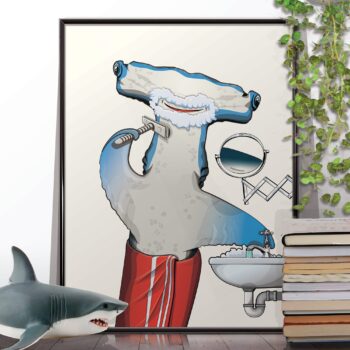 Hammerhead Shark Shaving Art Print
