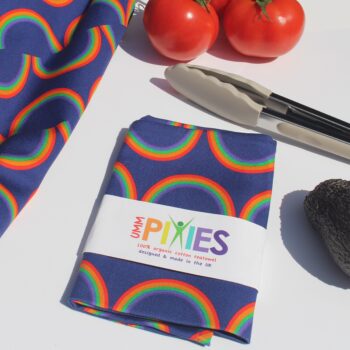 Rainbow stripe organic cotton tea towel