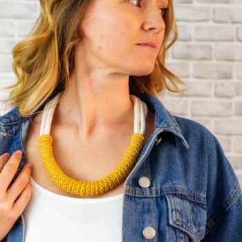 The Rita Necklace - Ecru and Mustard statement rope jewellery