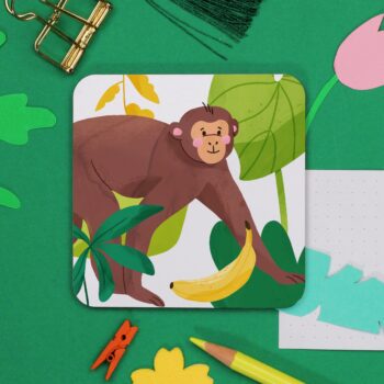 Monkey Coaster, Jungle Illustration Coaster