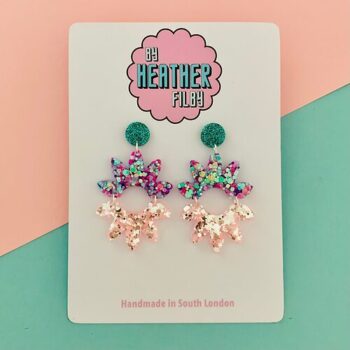 Turquoise, Lilac and Pink Glitter Earrings
