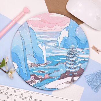 Blue Mountains Mouse Pad, Winter Landscape, Bear Illustration, Stocking Fillers, Plastic Pollution
