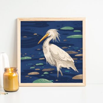 Chinese Egret Art Print - Bird Illustration