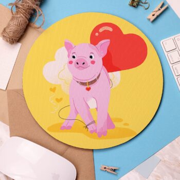 Piggy Mouse Pad, Cute Pig Illustration, Valentines Art, Cute Desk Gift, Christmas Stocking Fillers