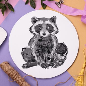 Raccoon Mouse Pad, Forest Animal, Raccoon Illustration, Cute Desk Gift, Christmas Gift Ideas