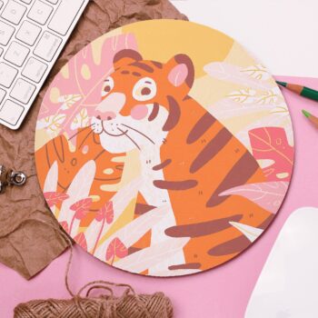 Tiger Mouse Pad, Jungle Animal, Exotic Art, Cute Desk Gift, Stocking Fillers Ideas