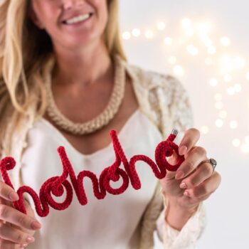 Ho Ho Ho knitted word decoration