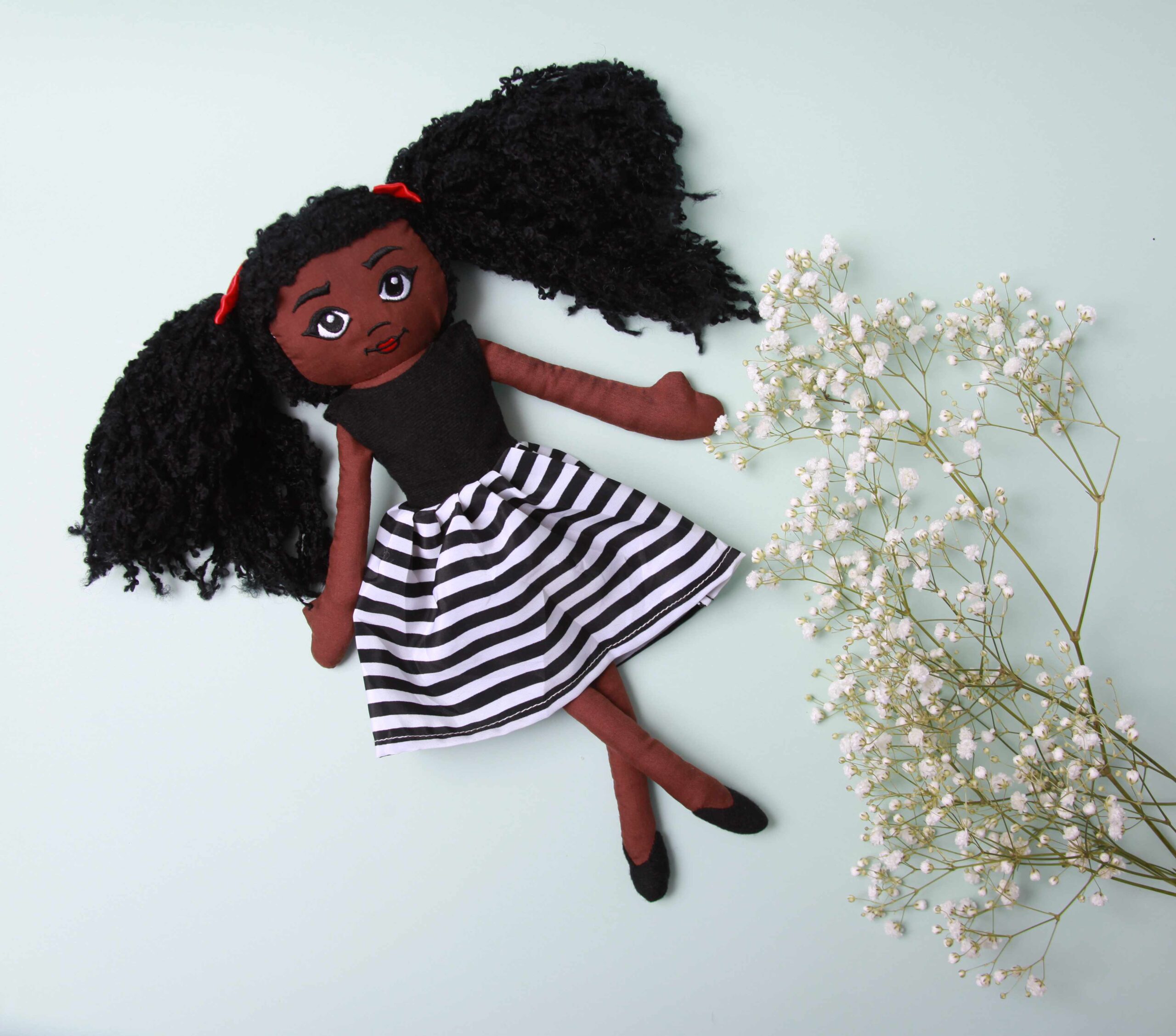 Amaris (Black) Handmade Fabric Doll