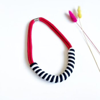 Mixed colours Cotton Necklace finished with magnetic closure
