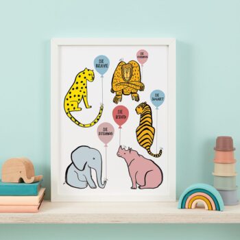 Be Kind Be Brave Animal Balloon Print