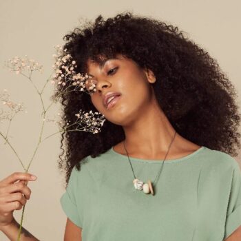 Doris – Statement Silicone Necklace White, Brown, Peach