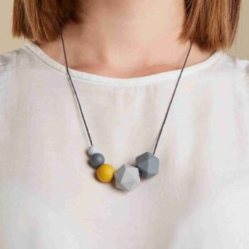 Silicone Necklace – Grey and Mustard Yellow