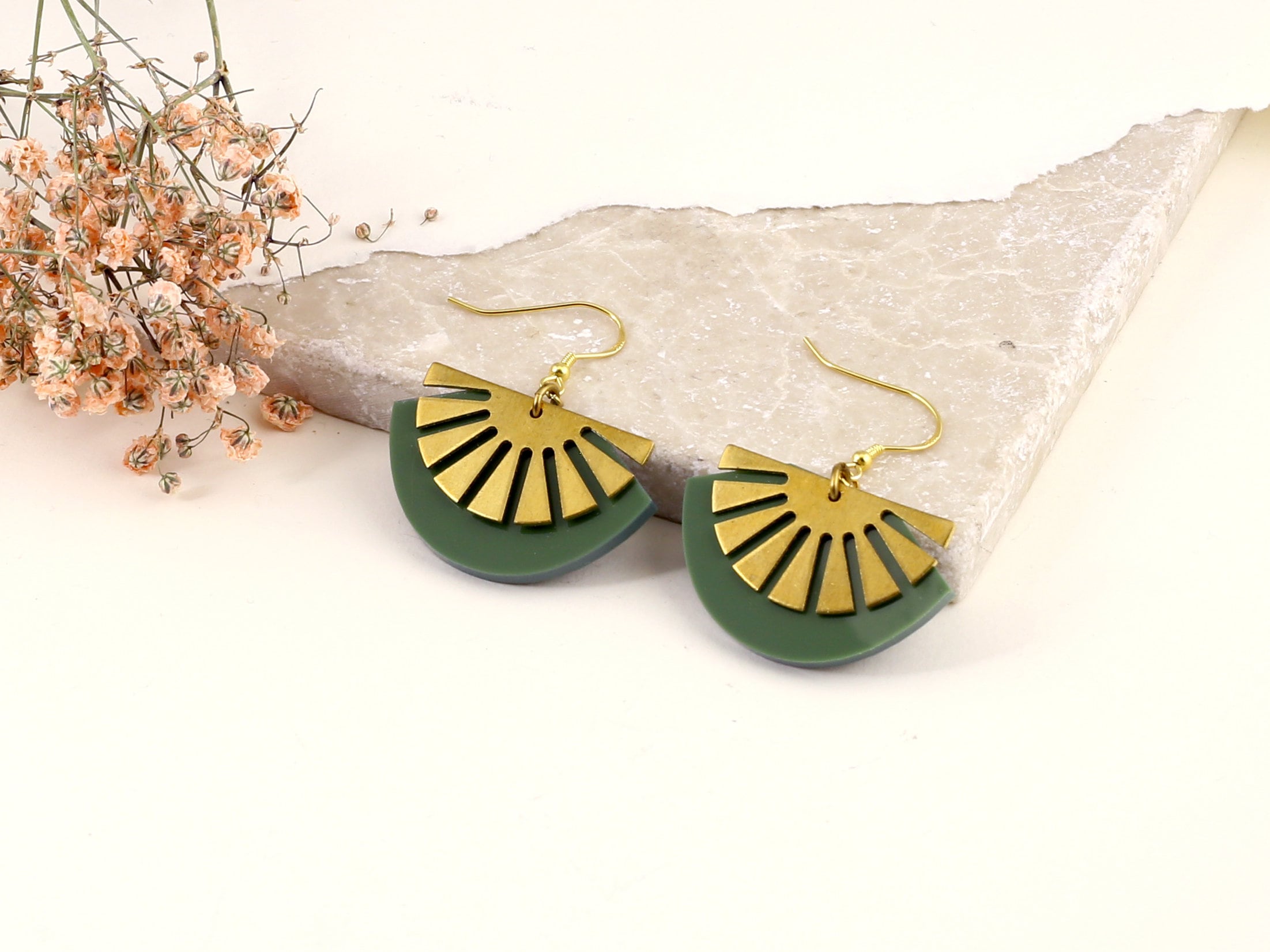 Sunset Statement Earrings – Brass Art Deco Earrings