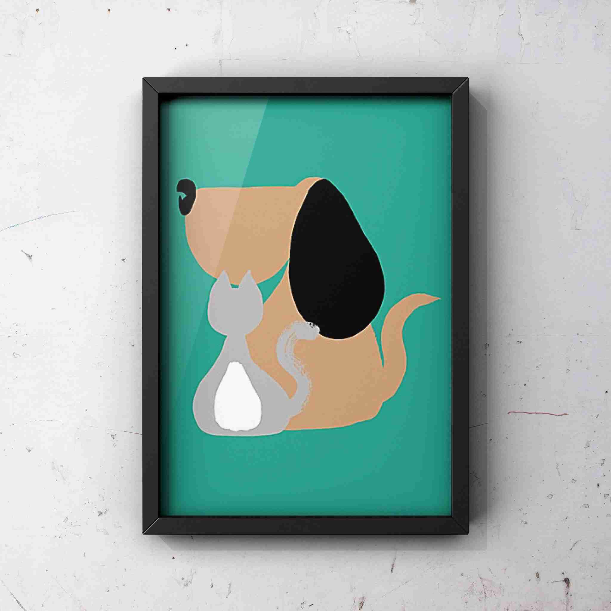 Cat and Dog Abstract Art Print