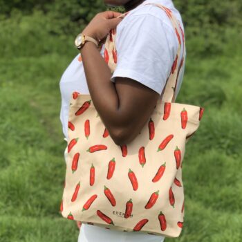 Hand Drawn Chilli Printed Tote Bag