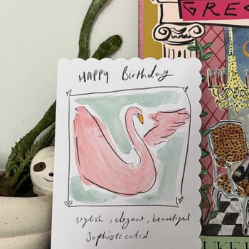 Happy Birthday Swan card - Hand-Painted