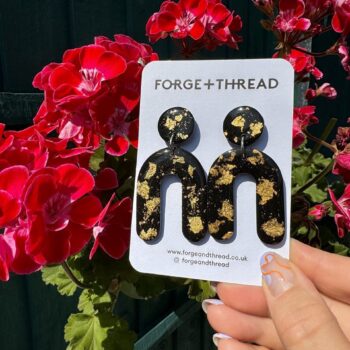 Gold Lead Rounded Arch Statement Earrings