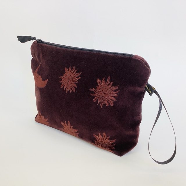 Chocolate Sun and Moon Velvet Makeup Bag