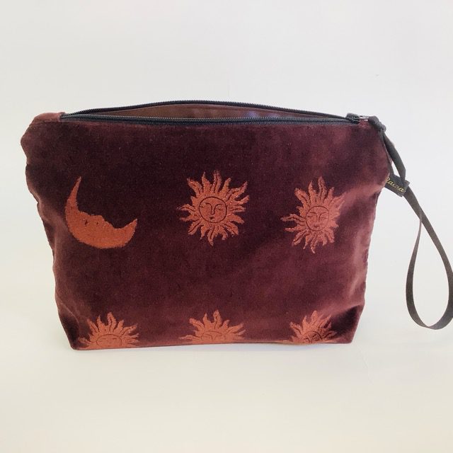 Chocolate Sun and Moon Velvet Makeup Bag
