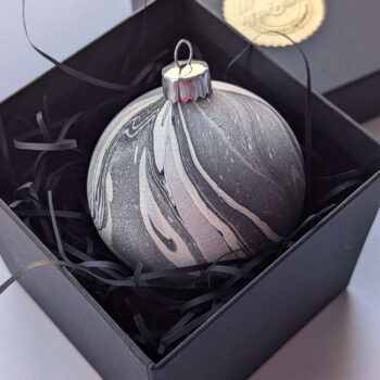 Luxury Marbled Christmas Bauble | Grey Pearl