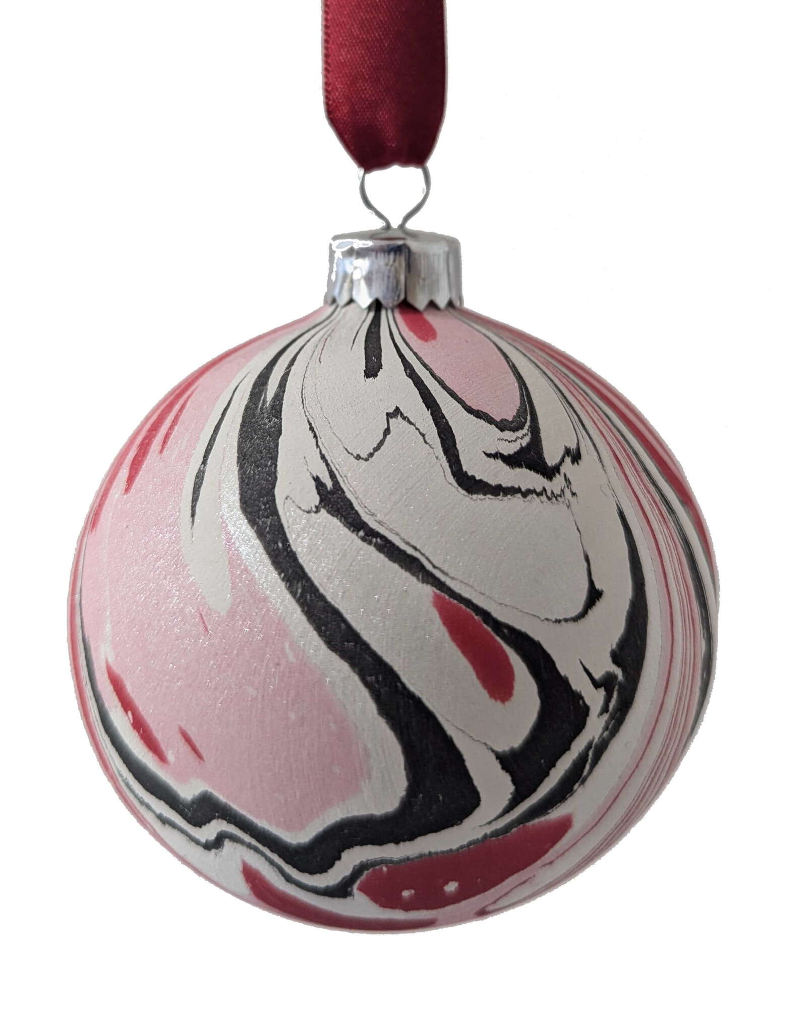 Luxury Marbled Christmas Bauble | Red, Pink and Black