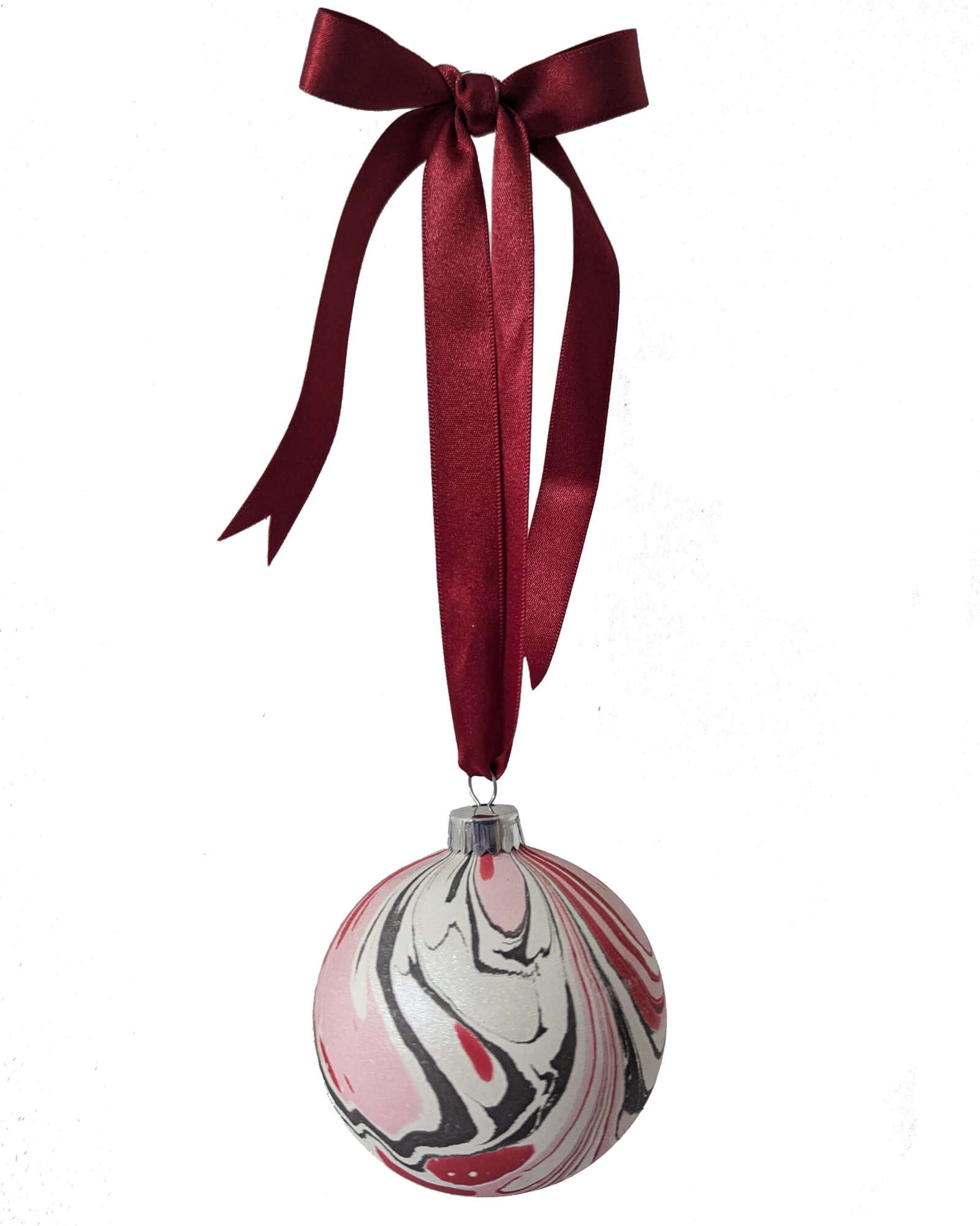 Luxury Marbled Christmas Bauble | Red, Pink and Black