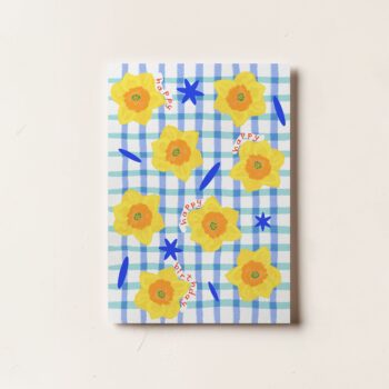 Daffodils Happy Happy Happy Birthday Card