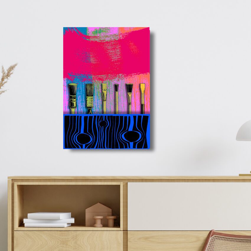 Old Brushes - Pink Splash - Fine Art print