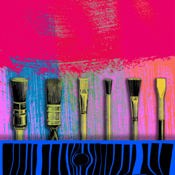 Old Brushes - Pink Splash - Fine Art print