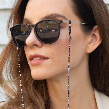 Dainty Black & Silver Seed Beads Glasses Chain