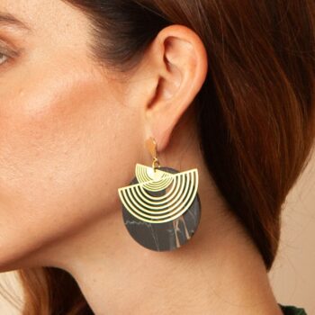 Eclipse Noir - Art Deco Acrylic and Brass earrings
