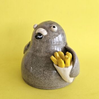 Bryce with the Fries - Ceramic Pigeon with Chips