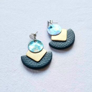 Blue, Gold and Iridescent Earrings