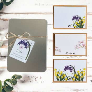 British wildlife hand drawn notecard set | Daffodils and Bluebells