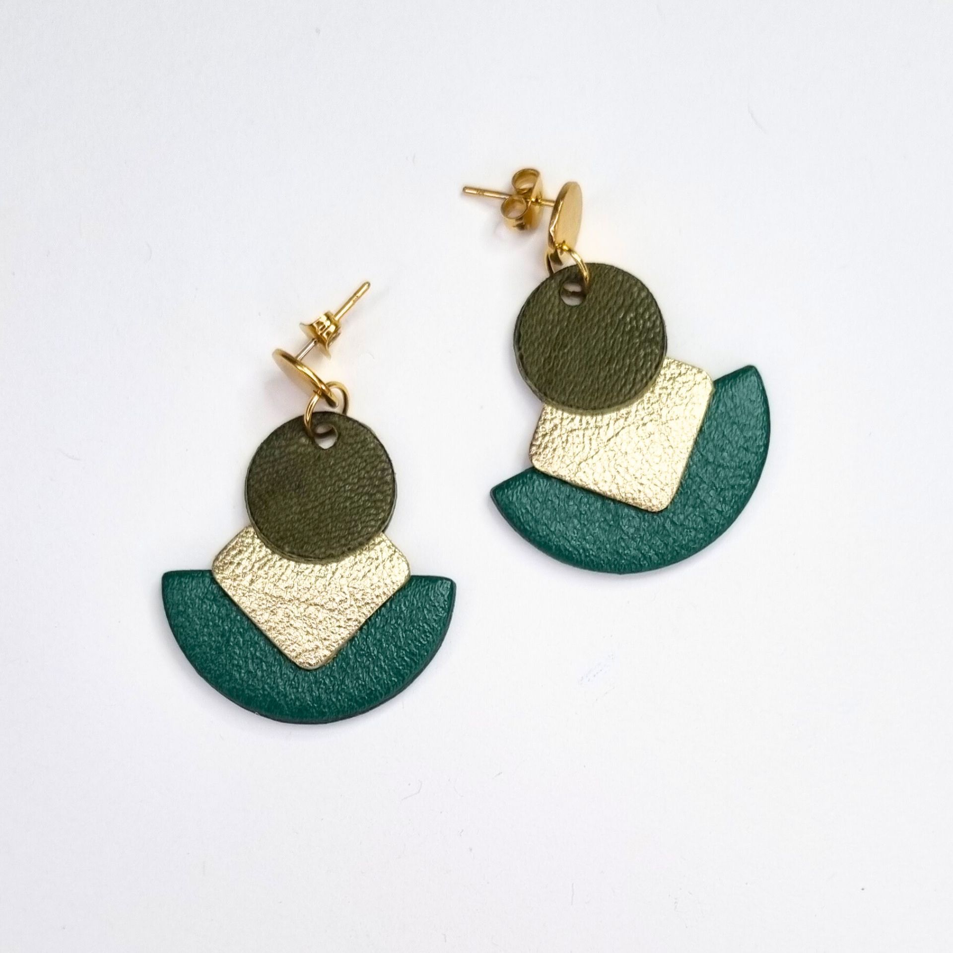 Green and Gold Earrings