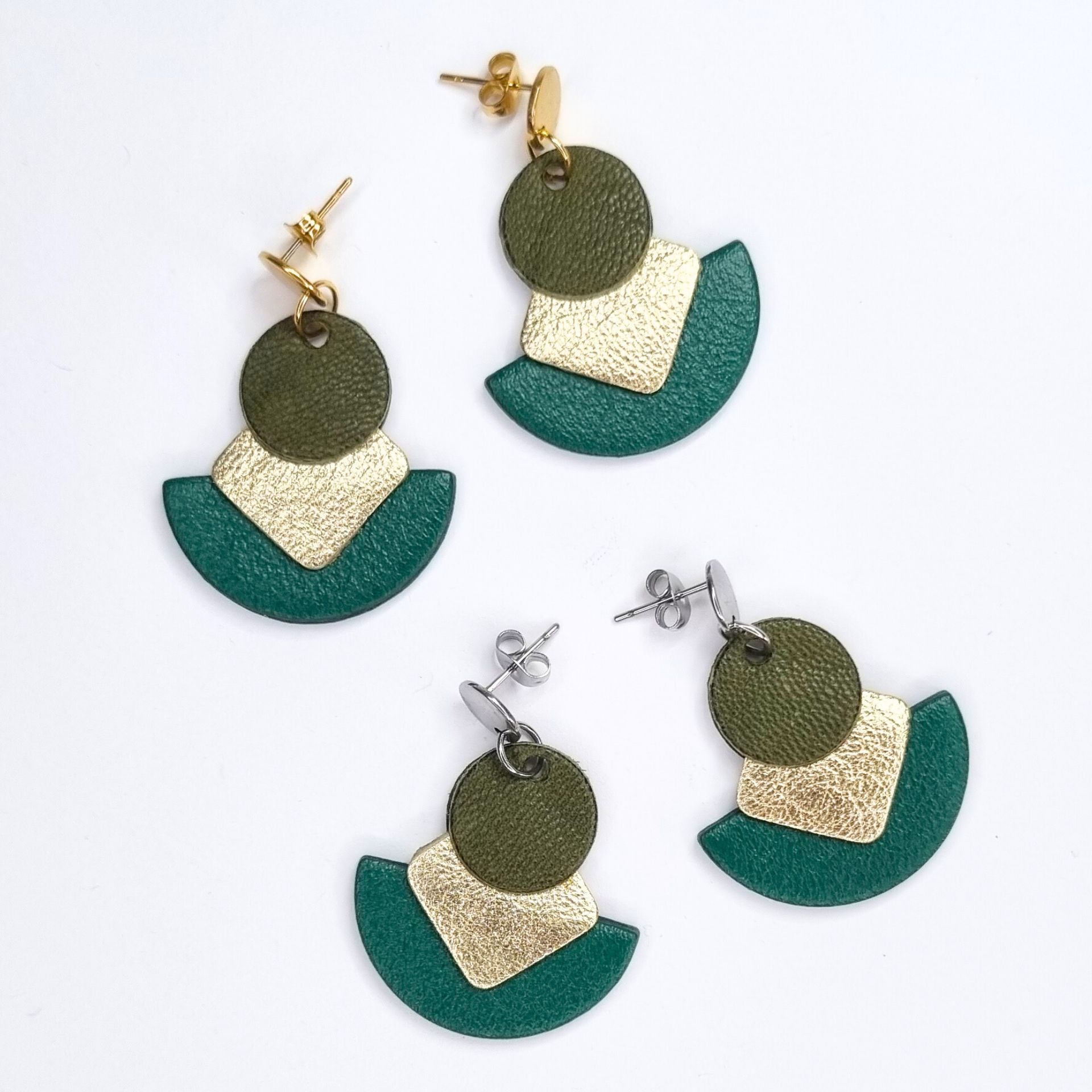 Green and Gold Earrings