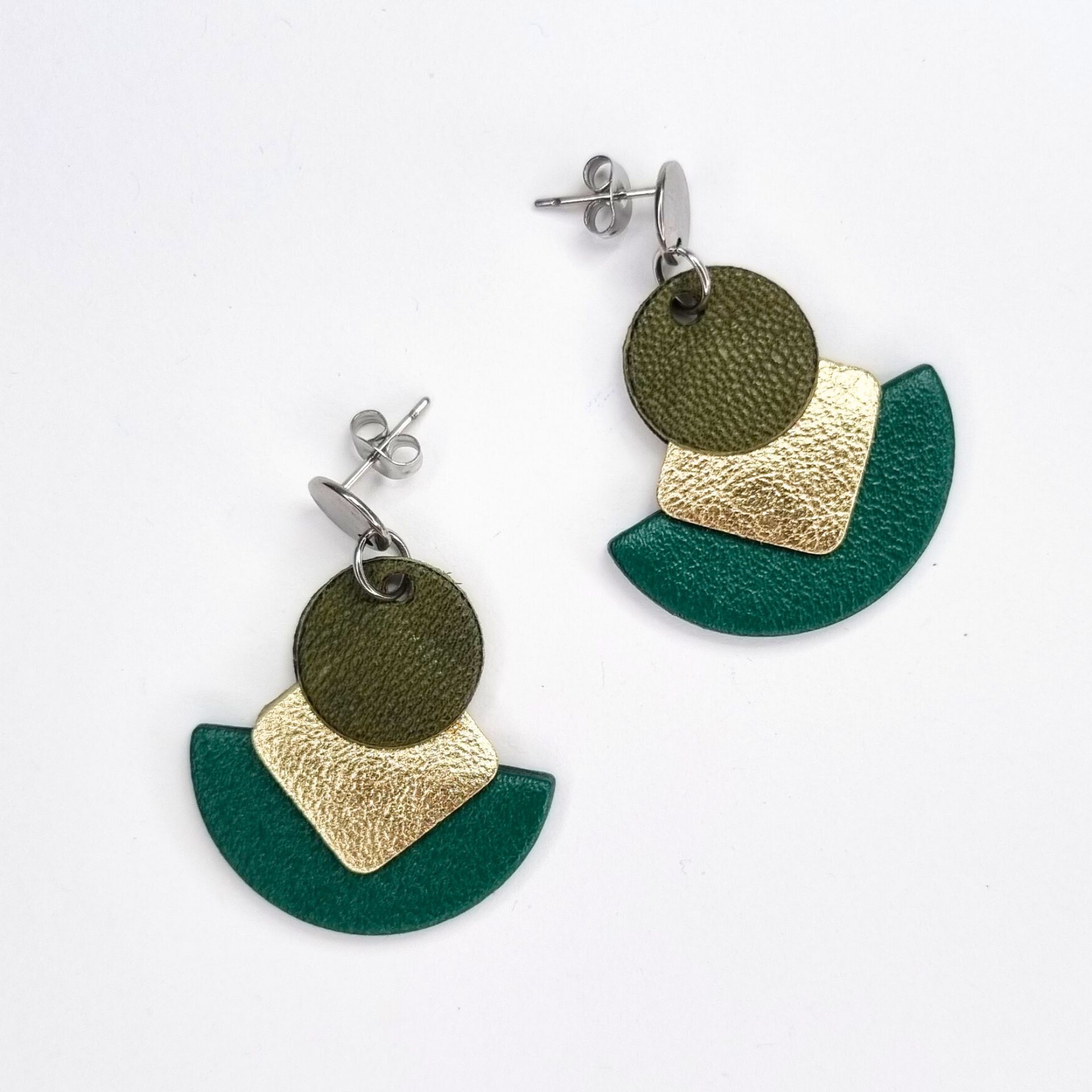 Green and Gold Earrings