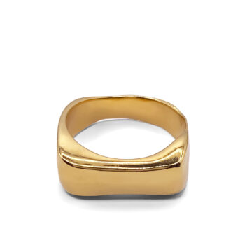 18 ct gold vermeil Asymmetric Grace Bow Ring viewed from top angle on white background