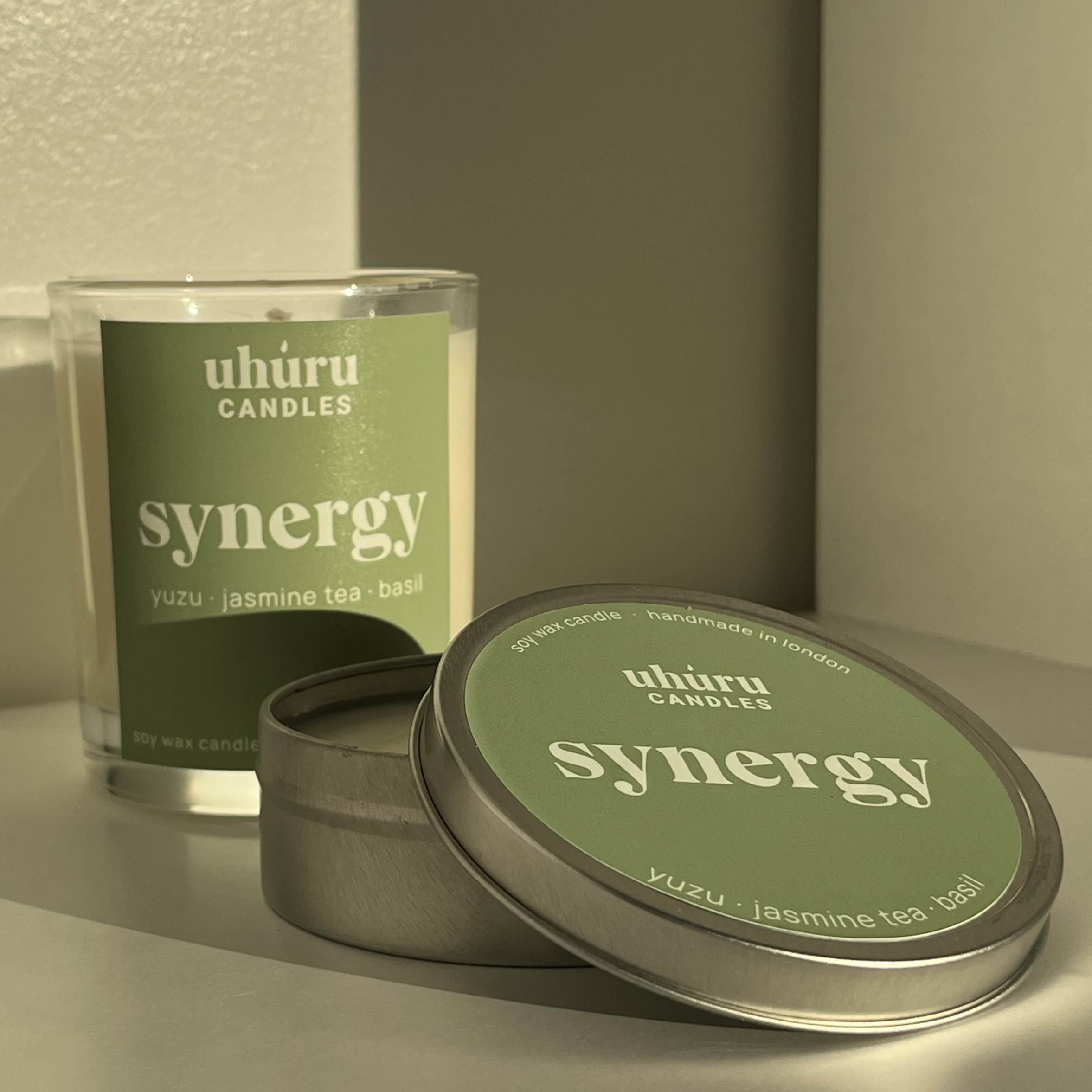 Synergy - yuzu, jasmine tea, basil soy wax candle