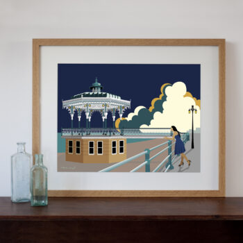 Brighton Bandstand Modern Retro Art Print 30cm x 40cm
