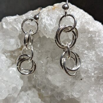 Sterling Silver Triple-Ring Earrings