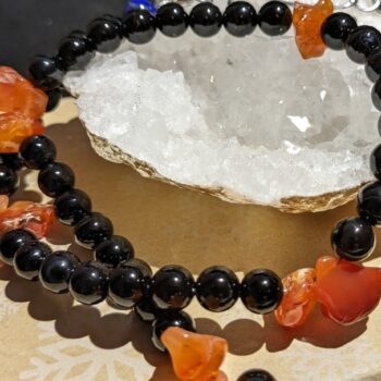 Striking orange and black beaded necklace