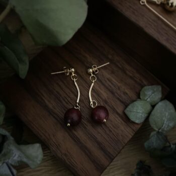 Wooden Ball Earrings - Kiss