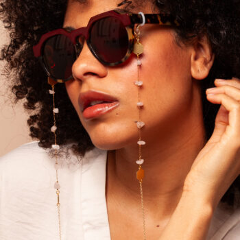 Anya Rose Quartz and Brass Hexagon glasses chain