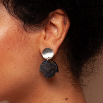 Bloom Deco Blue Marble Silver Earrings Studs