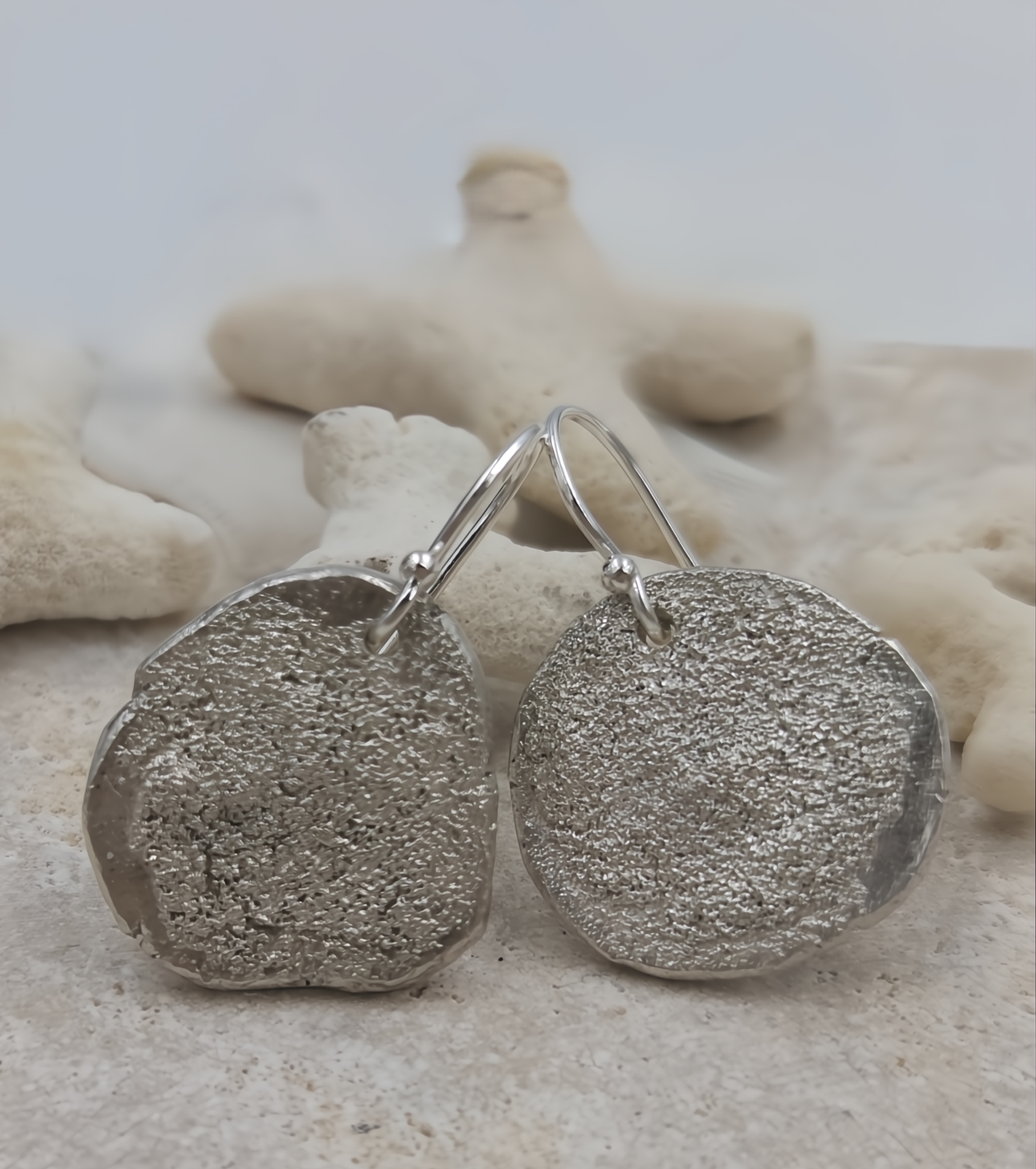 Molten Silver Dust Drop Earrings
