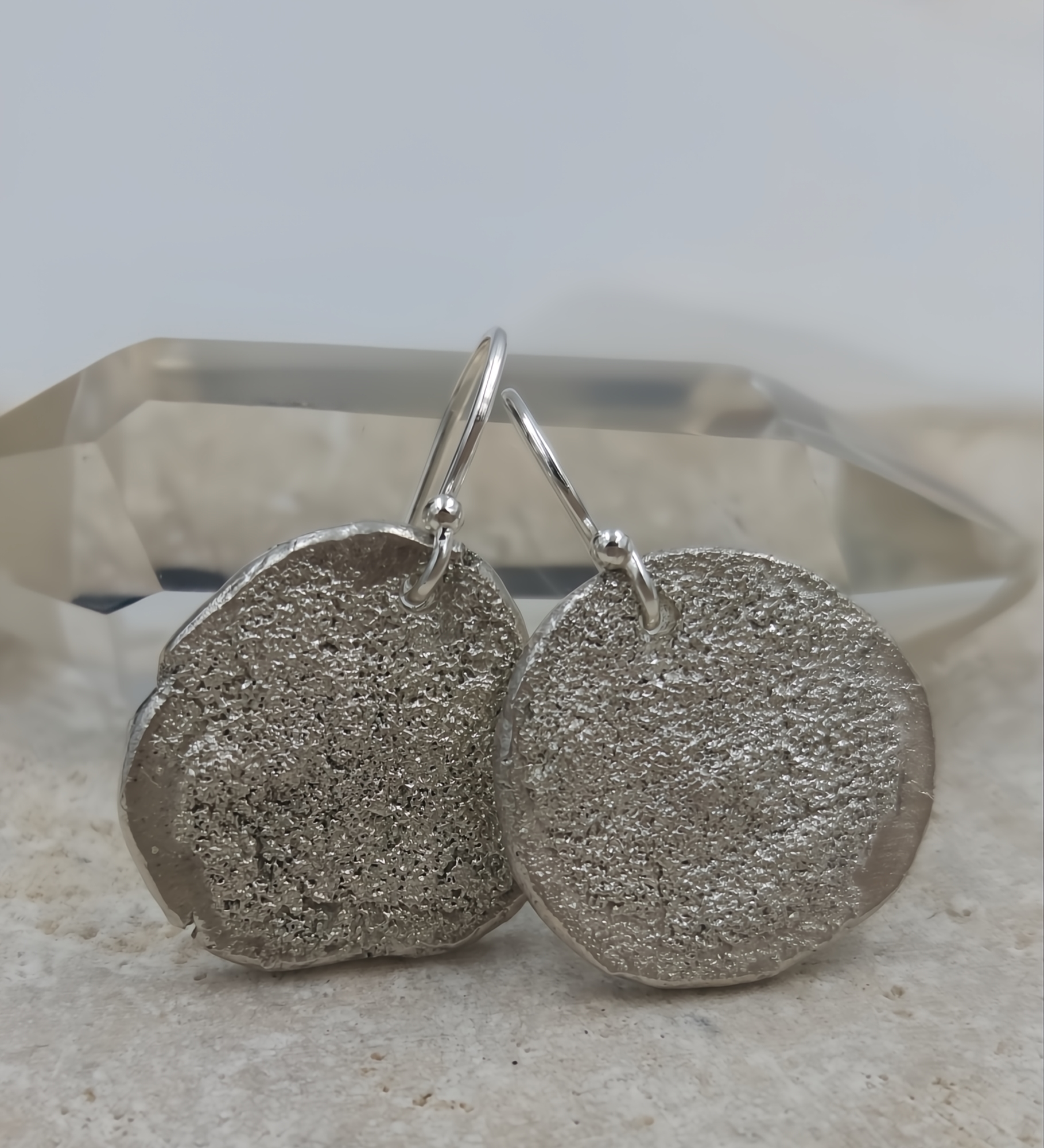 Molten Silver Dust Drop Earrings